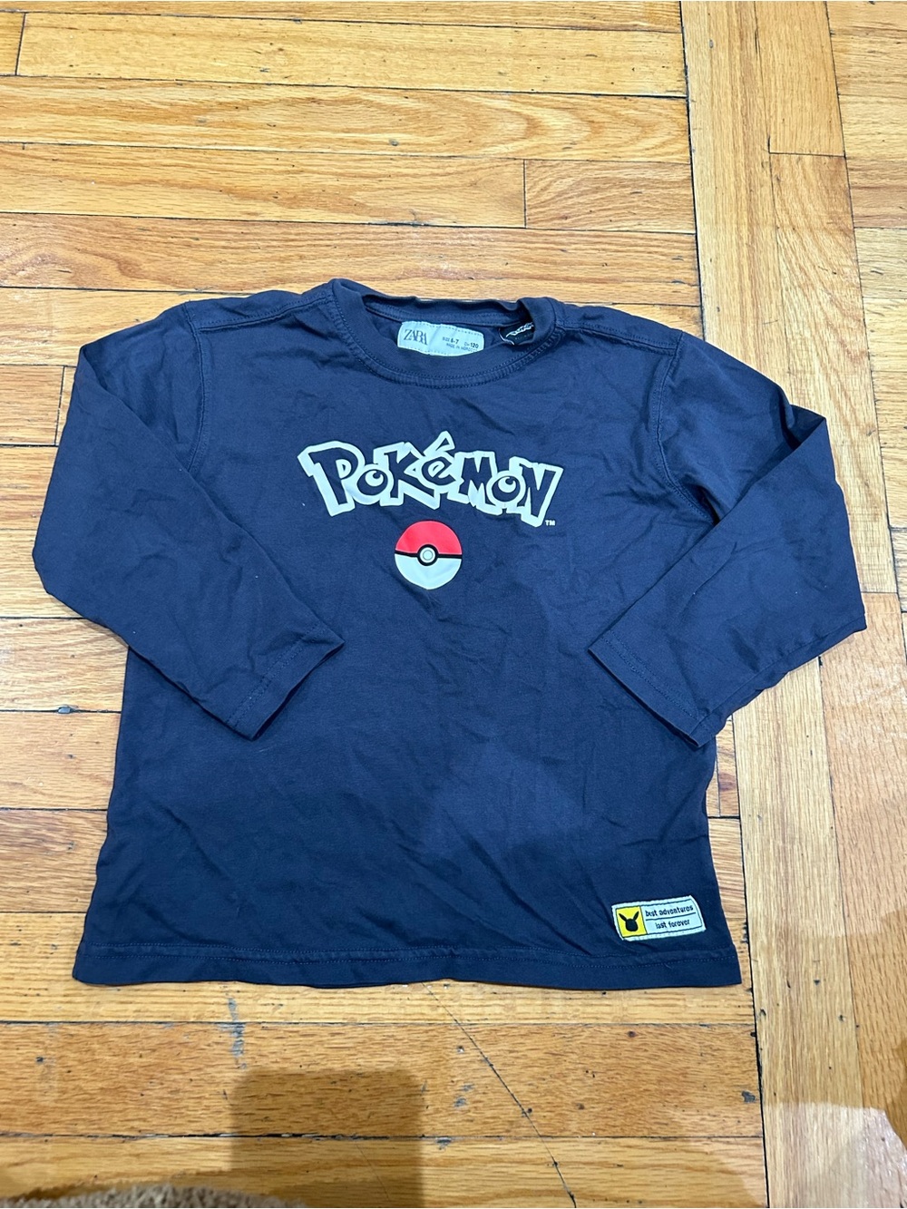 Zara Navy Pokémon Long Sleeve Tee with Poké Ball Graphic